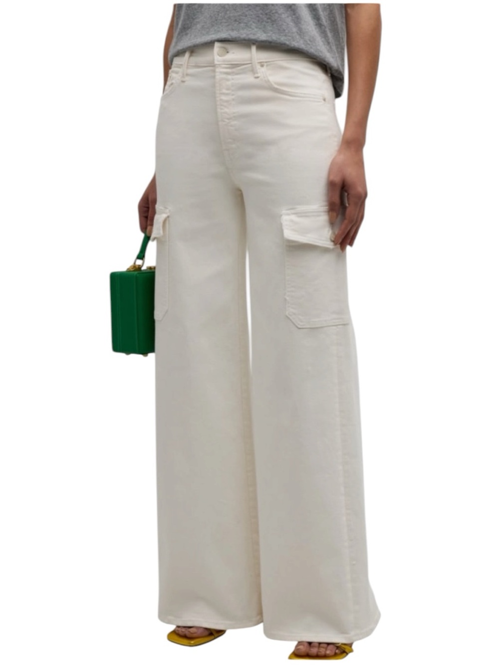 MOTHER The Undercover Cargo Sneak Wide Leg Cream Puffs Size 30 - Picture 3 of 16